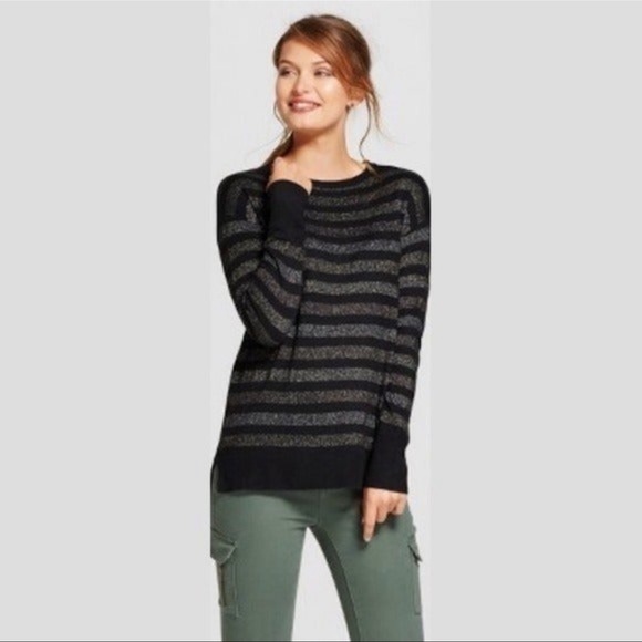 a new day Sweaters - ❤️ a new day Black Shimmer Stripe Lightweight Sweater